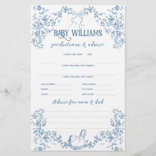 Dusty Blue Vintage Floral Baby Prediction Game