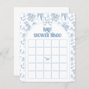 Dusty Blue Vintage Floral Baby Shower Bingo Game