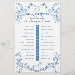 Dusty Blue Vintage Floral Baby Shower Game
