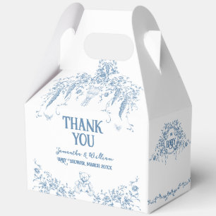 Dusty Blue Vintage Floral Nurse Baby Shower books Favour Box