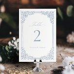 Dusty Blue Vintage Frame Elegant Script Wedding Table Number<br><div class="desc">Elegant vintage ornamental frame border design with stylish script in dusty blue colour,  simple and classic,  great wedding table cards for modern classic wedding,  romantic vintage wedding,  and formal traditional wedding. 
See all the matching pieces in collection.</div>