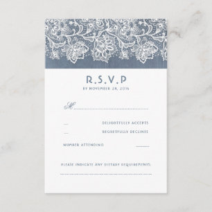 Dusty Blue Vintage Lace Wedding RSVP