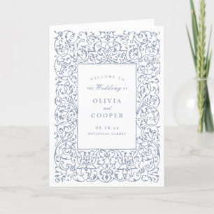 Dusty Blue Vintage Ornate Frame Classic Wedding Program