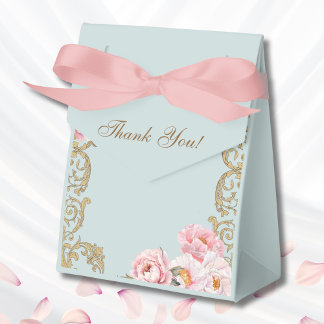 Dusty Blue Vintage Peony Christian Bridal Shower Favour Box