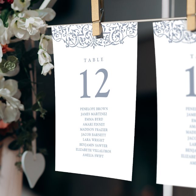 Dusty Blue Vintage Table Number Seating Chart (Dusty Blue Vintage Table Number Seating Chart)