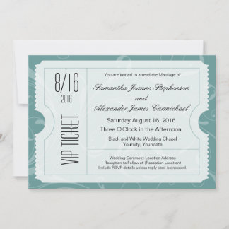 Dusty Blue VIP Wedding Ticket Invitations
