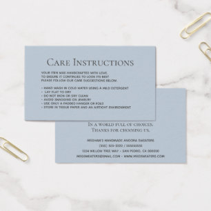 Dusty Blue Washing Care clothing packaging