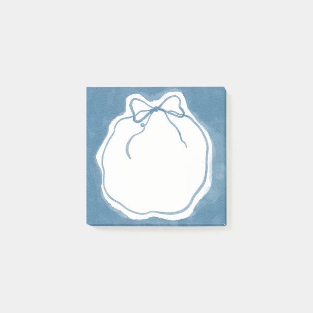 Dusty Blue Watercolor Bow Wreath Post-it® Notes (Front)