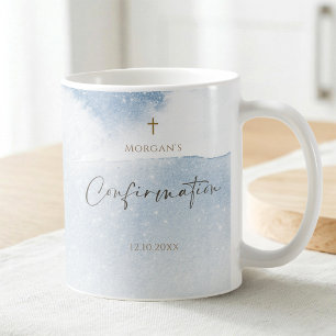 Dusty Blue Watercolor Boy Confirmation Coffee Mug