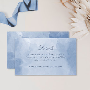 Dusty Blue Watercolor Chic Wedding Details Website Enclosure Card
