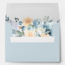 Dusty Blue Watercolor Floral 5x7 Envelope