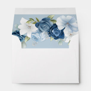 Dusty Blue Watercolor Floral Elegant Envelope