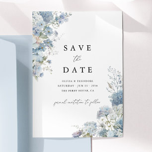 Dusty Blue Watercolor Floral Elegant Save The Date