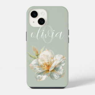 Dusty Blue Watercolor Floral iPhone 14 Case