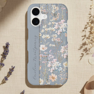 Dusty Blue Watercolor Floral Personalised