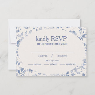 Dusty Blue Watercolor Floral Response Card