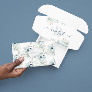 Dusty Blue Watercolor Floral Tissue Paper