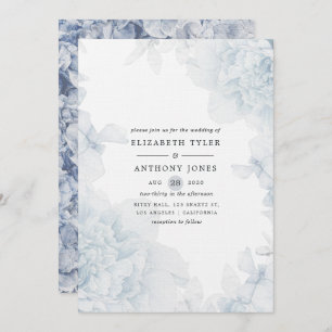 Dusty Blue Watercolor floral Wedding Invitation
