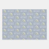 Dusty Blue Watercolor Floral Wrapping Paper Sheets (Front 3)