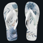 Dusty Blue Watercolor Flowers Silver Elegant Thongs<br><div class="desc">Dusty Blue Watercolor Flowers Silver Elegant Flip Flops. Unique,  beautiful,  stylish design. Easy to be personalised. Matching items are available.</div>