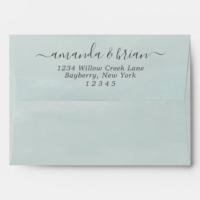 Dusty Blue Watercolor Paper Script Lettering 5x7 Envelope (Back (Top Flap))