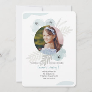 Dusty Blue Watercolor Photo  Invitation