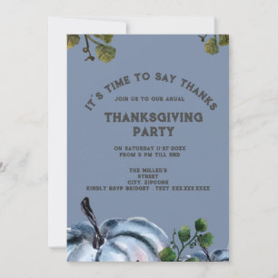 dusty blue watercolor pumpkin thanksgiving party 