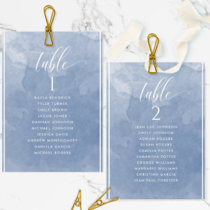 Dusty Blue Watercolor Seating Plan Card Guest Name