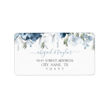 Dusty Blue Watercolor Wedding Address Label