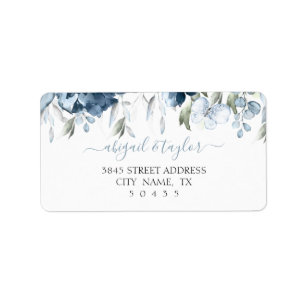 Dusty Blue Watercolor Wedding Address Label