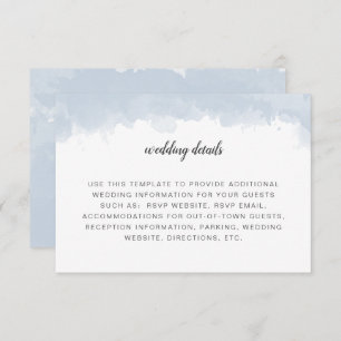 Dusty Blue watercolor wedding details info insert Invitation