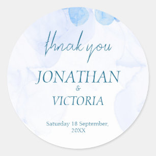 Dusty Blue Watercolor Wedding Favour Sticker Label