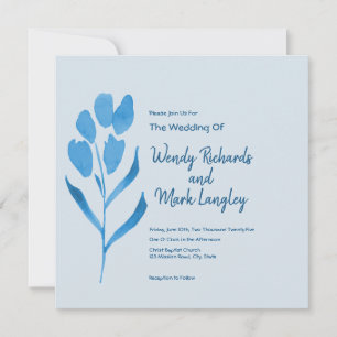Dusty Blue Watercolor Wedding Invitation