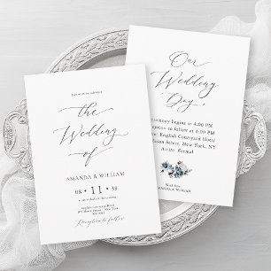Dusty Blue Watercolor Wedding Invitation