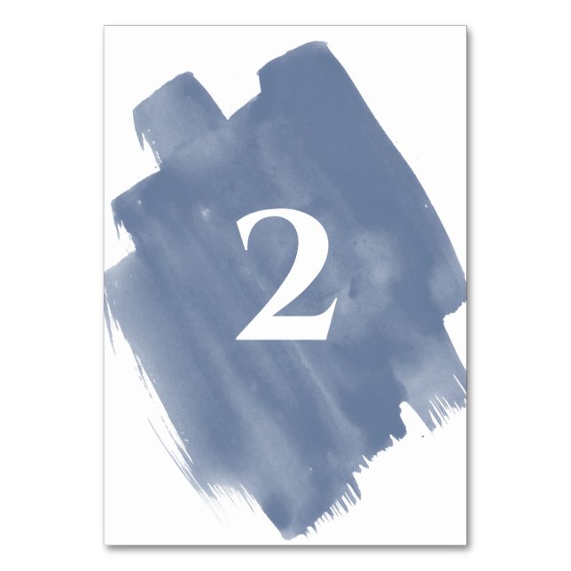 Dusty Blue Watercolor Wedding Table Number (Front)