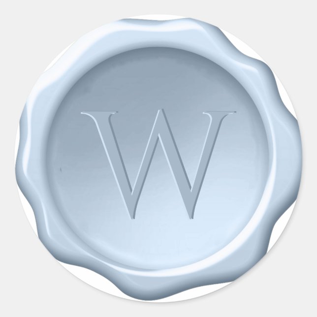 Dusty Blue Wax Seal with Monogram Embossed Initial (Front)