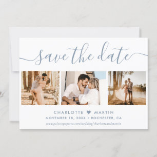Dusty Blue Wedding 4 Photo Save The Date