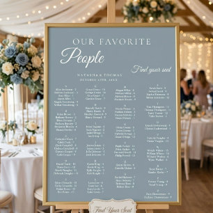 Dusty Blue Wedding Alphabetical Seating Chart