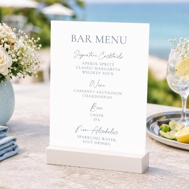 Dusty Blue Wedding Bar Menu Invitation (Creator Uploaded)