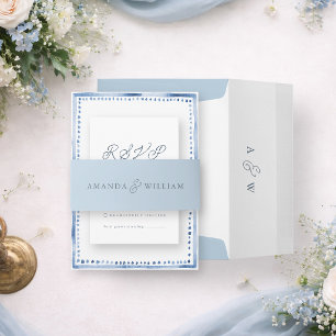 Dusty Blue Wedding Belly Band Invitation Belly Band