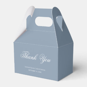 Dusty Blue Wedding Calligraphy Script Thank You Favour Box