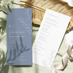 Dusty Blue Wedding Ceremony Minimalist Elegant  Program