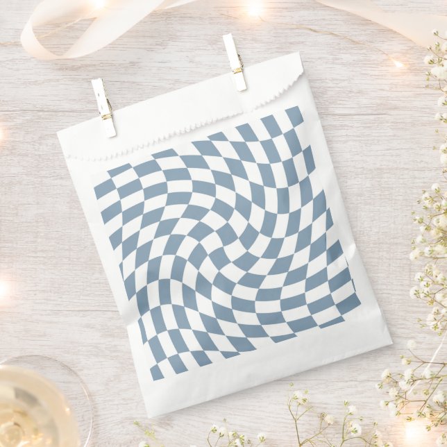 Dusty Blue Wedding Collection Check Chequered    Favour Bag (Clipped)