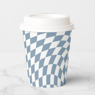 Dusty Blue Wedding Collection Check Chequered Paper Cups