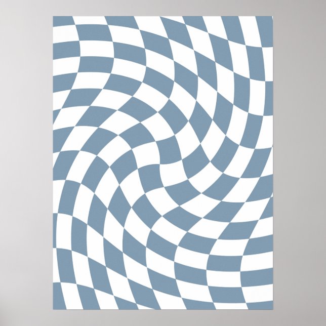 Dusty Blue Wedding Collection Check Chequered   Poster (Front)