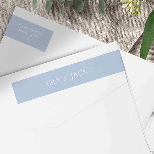 Dusty Blue Wedding Couple Return Address Label (Creator Uploaded)