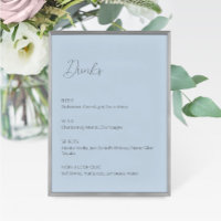 Dusty Blue Wedding Drinks Menu Sign