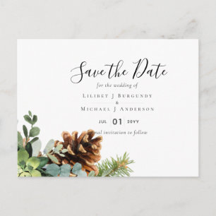 Dusty Blue Wedding Eucalyptus Greenery Budget Postcard