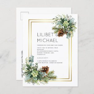Dusty Blue Wedding Eucalyptus Greenery Budget Postcard