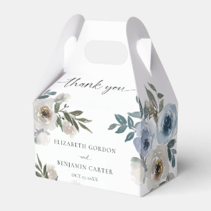 Dusty Blue Wedding Floral Elegant Script Rustic  Favour Box